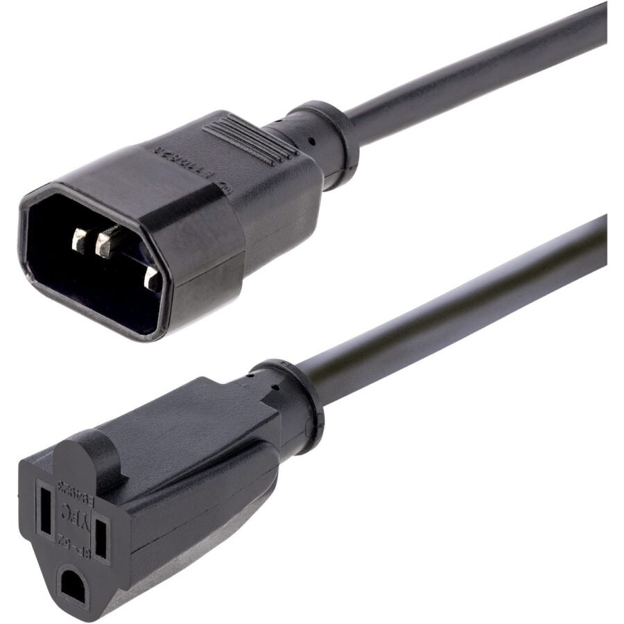 StarTech.com 1415R-3F-POWER-CORD power cable Black 39.4" (1 m) C14 coupler NEMA 5-15R