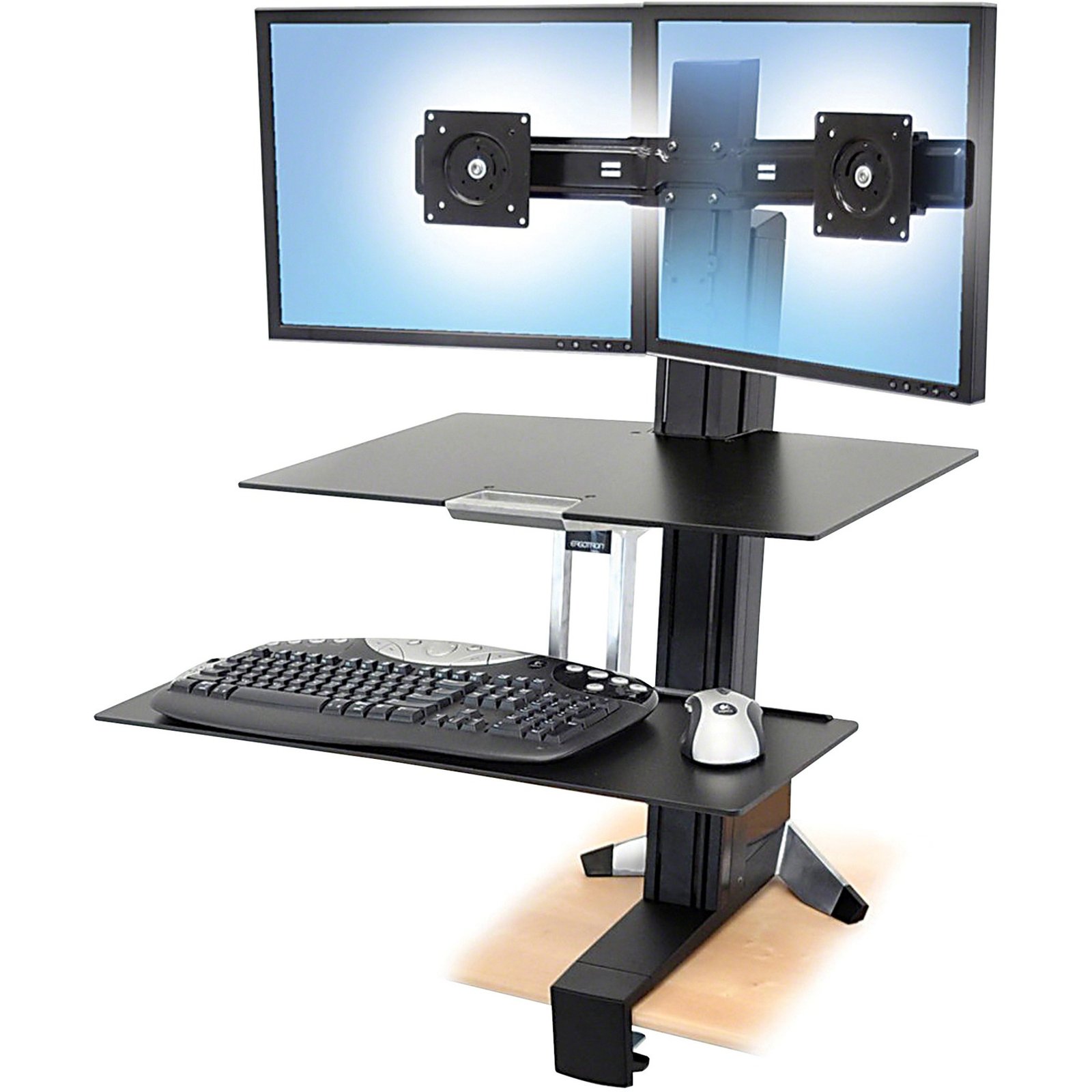 Ergotron WorkFit-S, Dual with Worksurface+ Black Multimedia stand